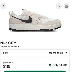 Nike C1TY Summit White and Black Shoes